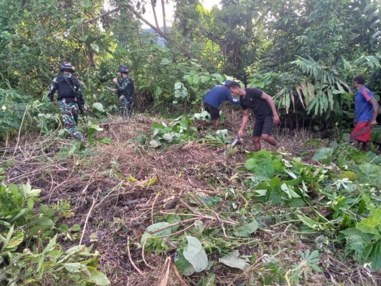 Satgas Yonif 310/KK Bantu Warga Buka Lahan Untuk Berkebun