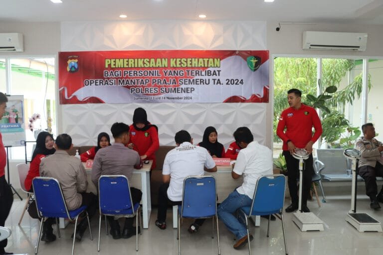 Sebanyak 505 Personel Yang Terlibat Operasi Mantap Praja Dilakukan Cek Kesehatan Oleh Subsatgas Dokkes Polres Sumenep
